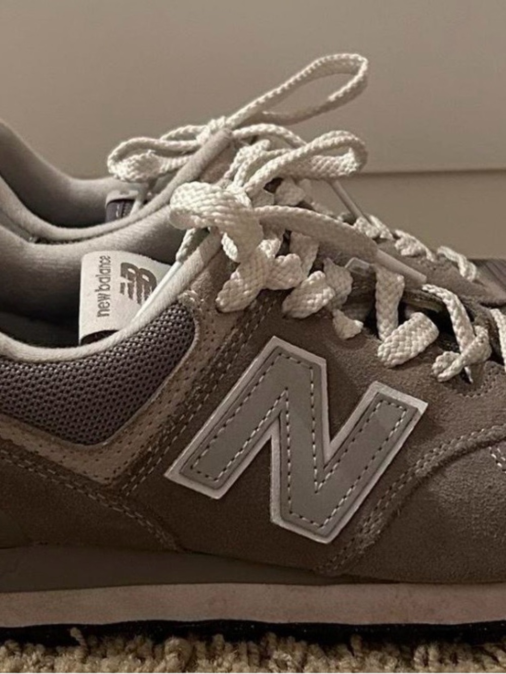 New Balance Gray & White Suede Athletic Sneakers